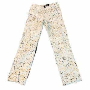 RED APE - BOYS SIZE 12 WHITE WITH BLACK & GOLD SPLATTERS JEANS